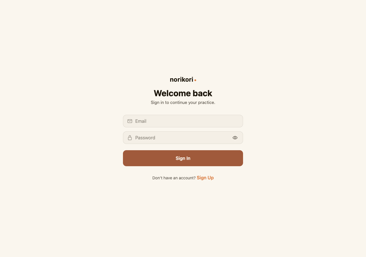 NoriKori sign-in experience
